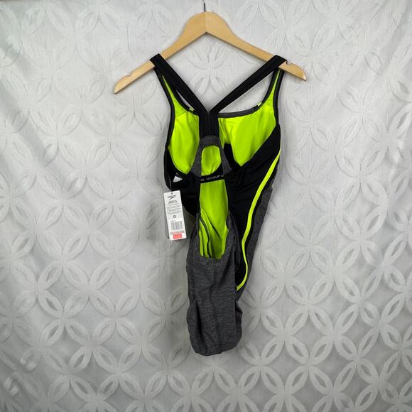 Speedo-high leg cut PowerFlex Eco Quantum Splice One Piece Swimsuit Size 12 NWT - Picture 6 of 8